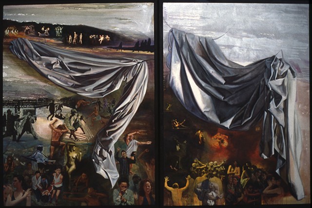 Pamela Sienna oil painting of cloth human drama