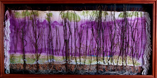Painted warp and handwoven landscape