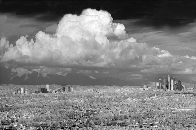Los Angeles Mid-Wilshire and downtown afterstorm infrared photography