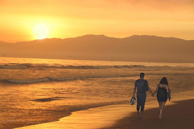 Sunset walk on Santa Monica Beach by Richard Mann