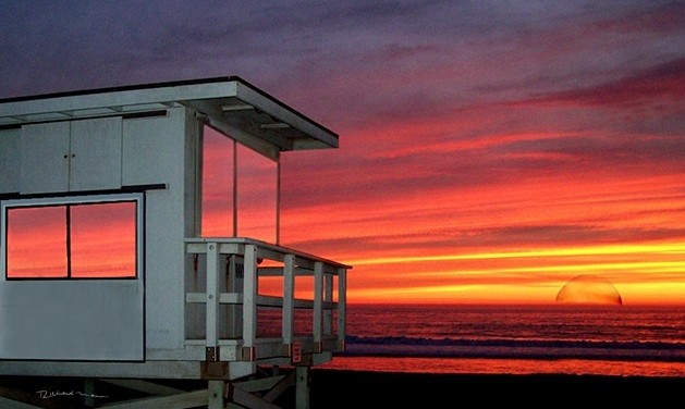 Venice Beach Ca. lifeguard station sunset 