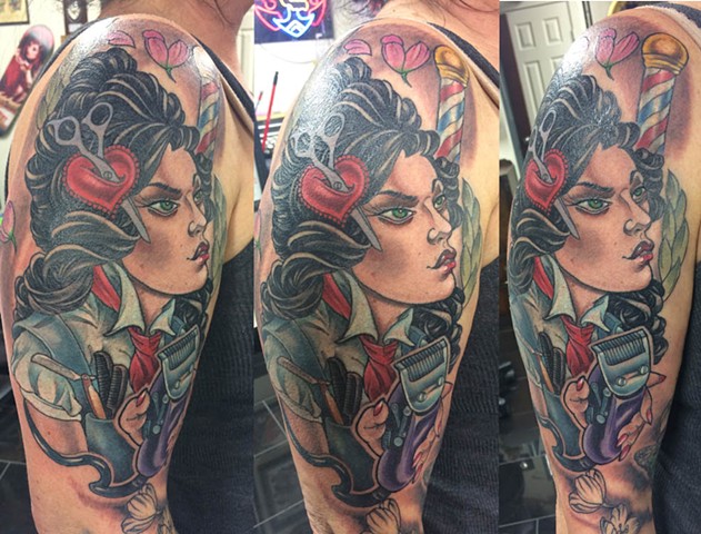 barberette pinup up tattoo