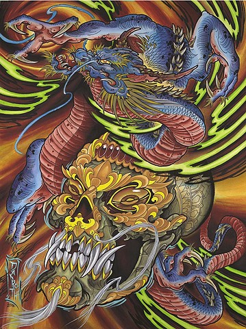Dragon and tibetan skull