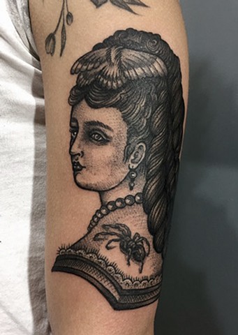 Macabre Victorian lady tattoo New Haven ct