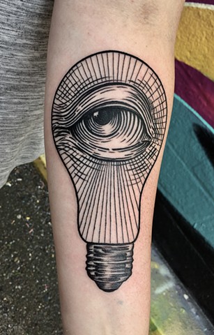 Eyeball lightbulb tattoo New Haven ct