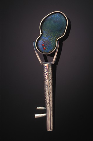 silver and enameled jewelry, brooch