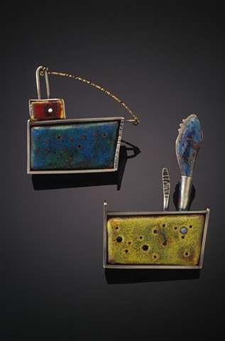 silver and enameled jewelry, brooch
