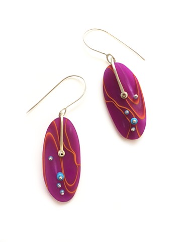 Magenta Dotted Earrings