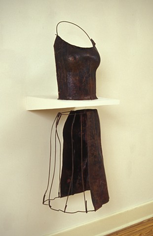 formed copper dress, copper sculpture