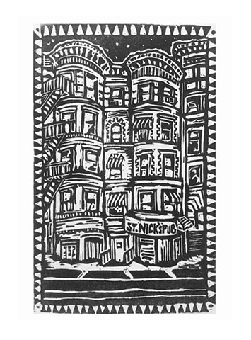 Linoleum Block Print on Paper