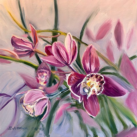 Orchid painting, spring flowers painting