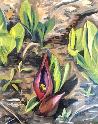 Skunk Cabbage painting, Spring plants