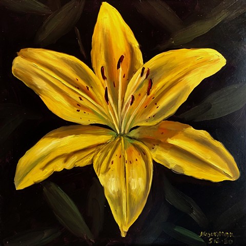 Spring flowers, spring plants, painting, Tiger Lily, yellow