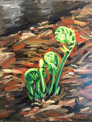 fern painting spring plants