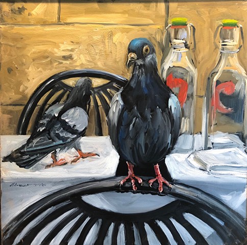Pigeons, Campo di Fiori, Rome Painting