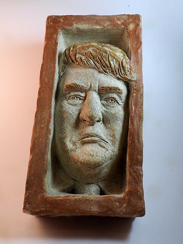Trump pout #35, Trump brick by artist Lisa Jenschke