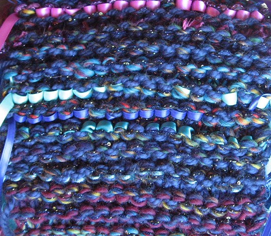 Detail, violet infinity scarf
