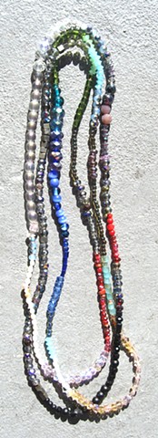 Multi-colored glass wrap necklace in gem tones