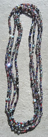 Blue-black blue flash luster wrap necklace