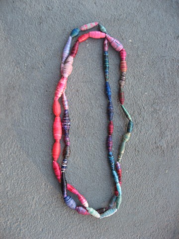 Handmade paper beads, blues & pinks