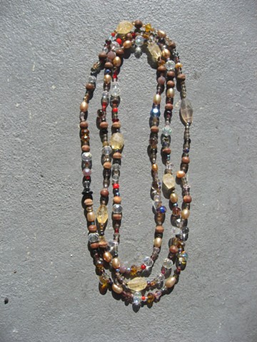 Citrine and garnet double wrap necklace