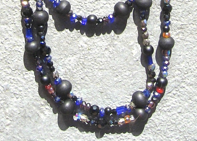 Detail, Black & blue themed Buddha beads