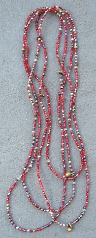 Ruby hue & brass necklace