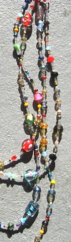 Detail, Floral themed multi-colored wrap necklace
