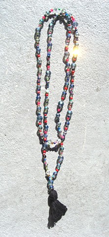 Blues & pinks tassel necklace