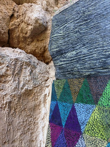 Temporary installation, paper on stone, Cappadocia, Turkey by Carmi Weingrod