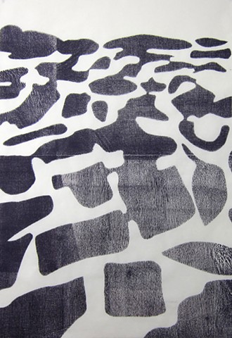 Unique woodblock monoprint on Mulberry paper by Carmi Weingrod