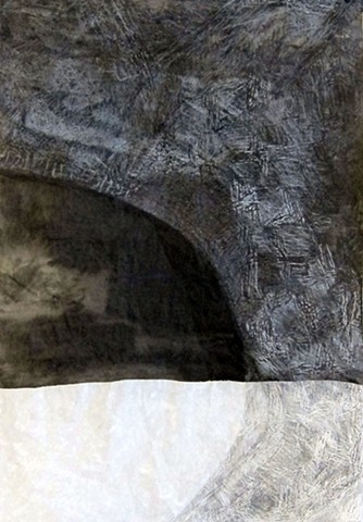 Graphite and crayon rubbing with Sumi ink on handmade paper by Carmi Weingrod