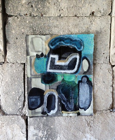Mixed-media drawing made in Cappadocia, Turkey then hung and photographed in a ruin by Carmi Weingrod
