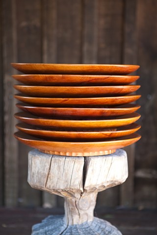 Set of Eight Madrone Plates