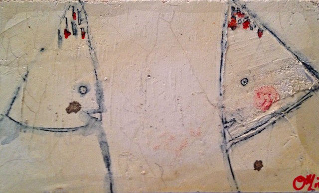 Coneheads. Watercolor fresco. painting. o*Live. o-Live. oliveland