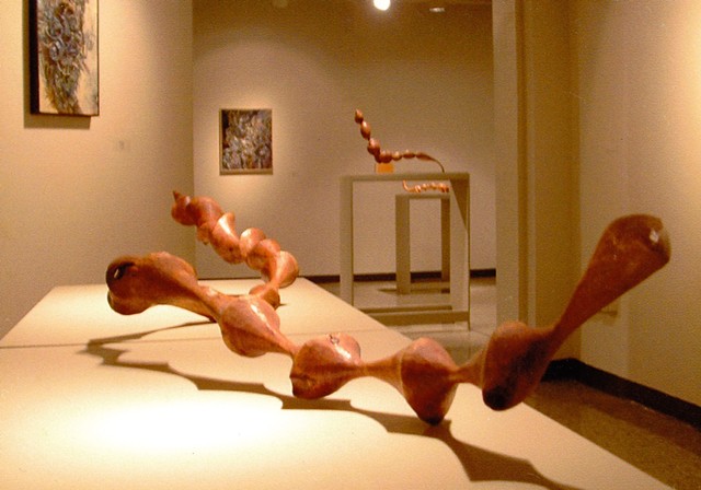 Photo of sculptures at Rivier College Gallery