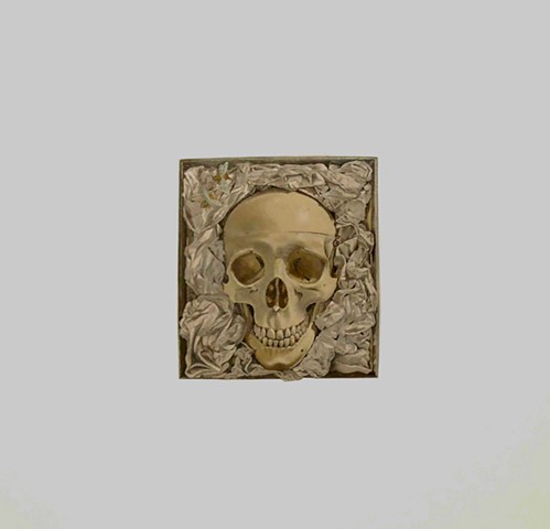 paper box skull crumpled paper still life artist jenny van gimst