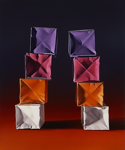 Paper Boxes, Purple/Orange Gradient on Purple/Orange Gradient in Two Stacks