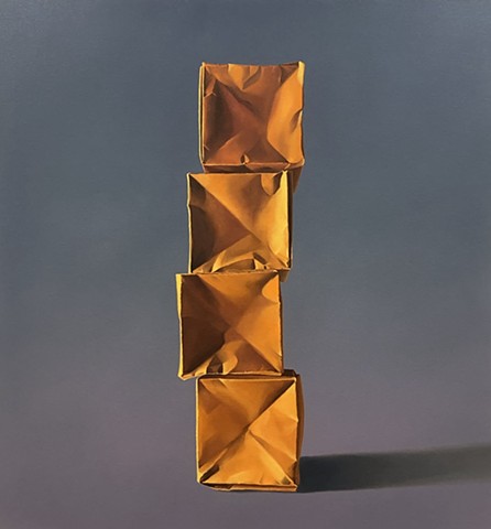 Paper Boxes: Orange Stack on Gray