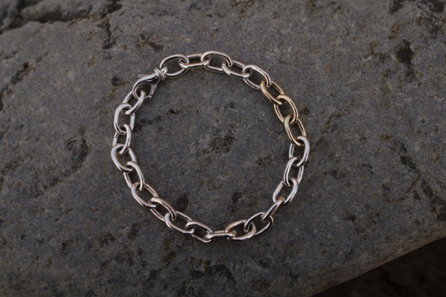 Silver & 14k Gold Rolo Link 