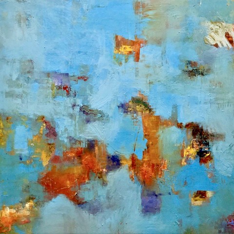 Abstract art cold wax/oil