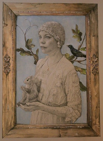 Lady with Starling and Squirrel