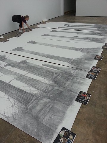 Preparing to install largest drawing to date for solo exhibition at Primary Projects