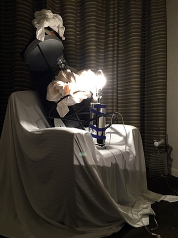 overnight performance installation in hotel room by Jose Santiago Perez
