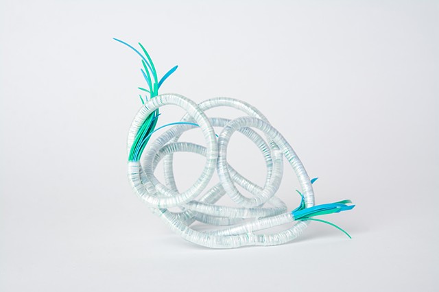 abstract plastic basket in mint and baby blue by Jose Santiago Perez