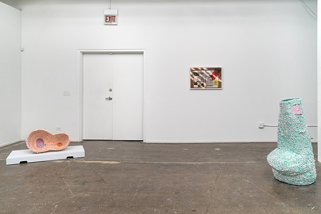  installation view of un/burden coiled sculptures in Repository and Repertiore exhibition with Jazmine Harris at Chicacgo Artists Coalition, curated by Stephanie Koch