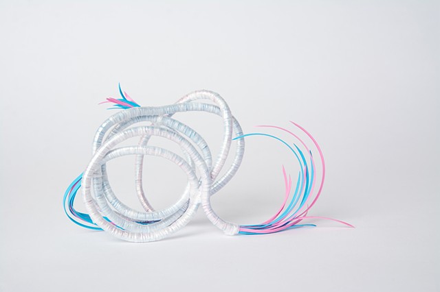 abstract plastic basket in pink and baby blue by Jose Santiago Perez