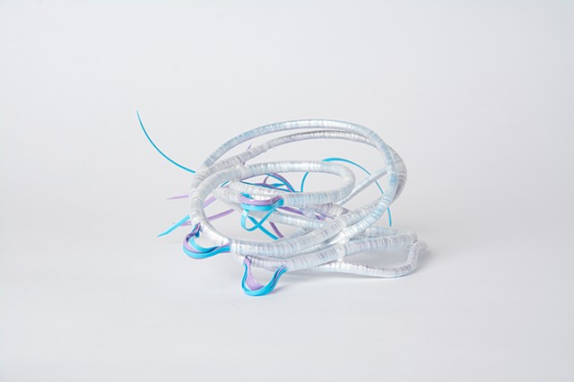 abstract plastic basket in lavender and baby blue by Jose Santiago Perez