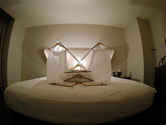 overnight performance installation in hotel room by Jose Santiago Perez