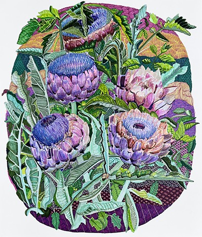 Untitled (Blooming Purple Artichokes)